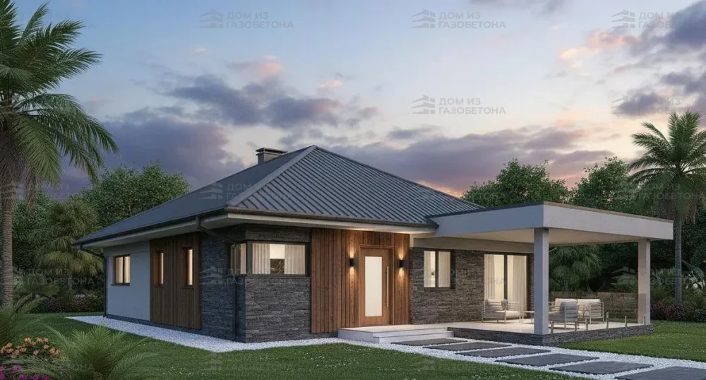 Проект Одноэтажный дом 17 на 19, 168 м2